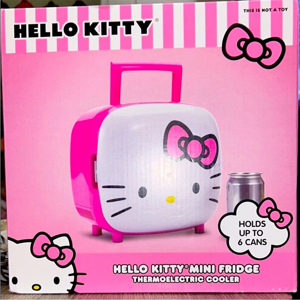 Hello Kitty Pink and White Portable Mini Fridge